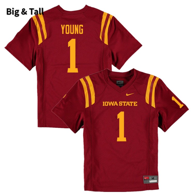Iowa State Cyclones Men's #1 Isheem Young Nike NCAA Authentic Cardinal Big & Tall College Stitched Football Jersey EJ42T08PF